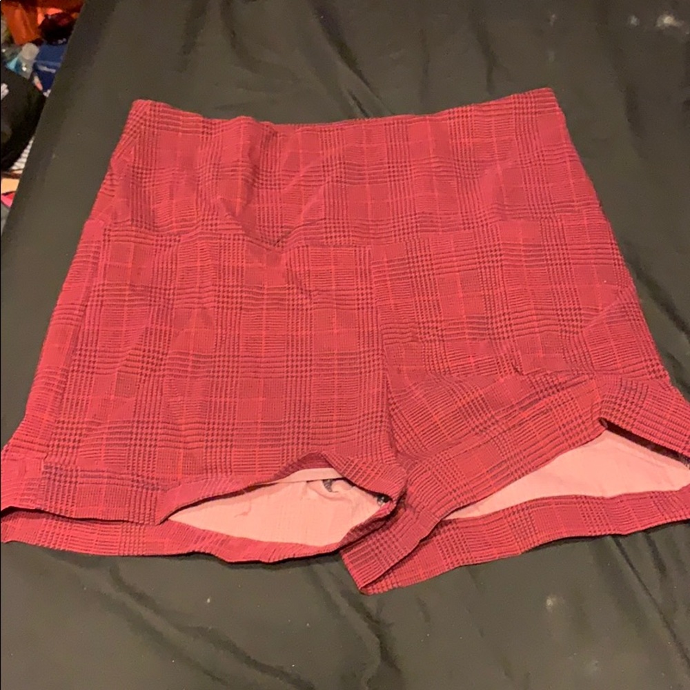 Red plaid shorts